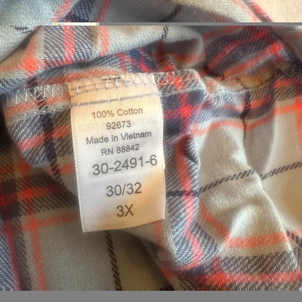Woman Within Top Womens 3X 30 32 Blue Plaid Pintuck Button Front Blouse Plus - Picture 4 of 7